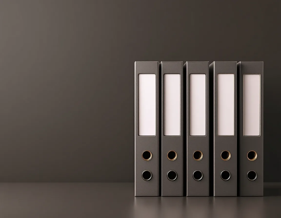A tidy row of file folders with one magenta tab